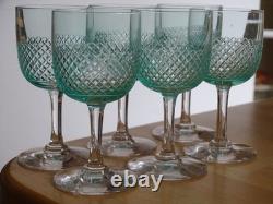 SAINT LOUIS 6 ANCIENS VERRES PORTO APERITIF CRISTAL TAILLER OURALINE ht 10,8 cm