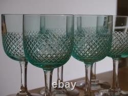 SAINT LOUIS 6 ANCIENS VERRES PORTO APERITIF CRISTAL TAILLER OURALINE ht 10,8 cm