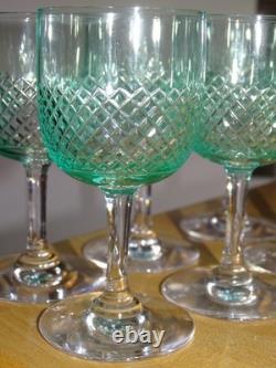 SAINT LOUIS 6 ANCIENS VERRES PORTO APERITIF CRISTAL TAILLER OURALINE ht 10,8 cm