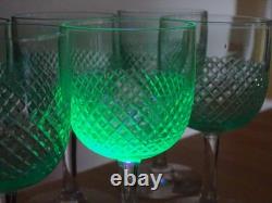 SAINT LOUIS 6 ANCIENS VERRES PORTO APERITIF CRISTAL TAILLER OURALINE ht 10,8 cm