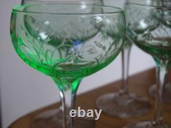 SAINT LOUIS 6 ANCIENS VERRES PORTO APERITIF CRISTAL TAILLER OURALINE ht 11 cm