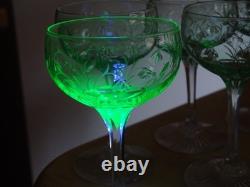 SAINT LOUIS 6 ANCIENS VERRES PORTO APERITIF CRISTAL TAILLER OURALINE ht 11 cm