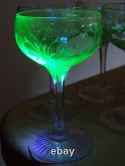 SAINT LOUIS 6 ANCIENS VERRES PORTO APERITIF CRISTAL TAILLER OURALINE ht 11 cm