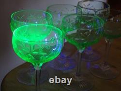 SAINT LOUIS 6 ANCIENS VERRES PORTO APERITIF CRISTAL TAILLER OURALINE ht 11 cm