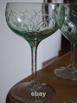 SAINT LOUIS 6 ANCIENS VERRES PORTO APERITIF CRISTAL TAILLER OURALINE ht 11 cm