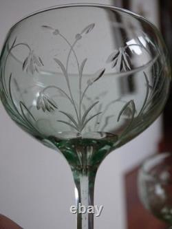 SAINT LOUIS 6 ANCIENS VERRES PORTO APERITIF CRISTAL TAILLER OURALINE ht 11 cm