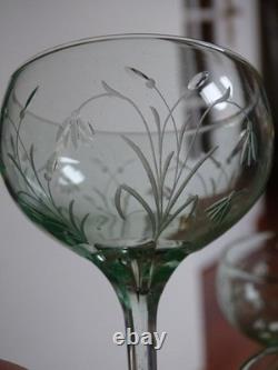 SAINT LOUIS 6 ANCIENS VERRES PORTO APERITIF CRISTAL TAILLER OURALINE ht 11 cm