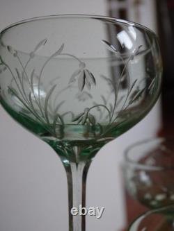 SAINT LOUIS 6 ANCIENS VERRES PORTO APERITIF CRISTAL TAILLER OURALINE ht 11 cm