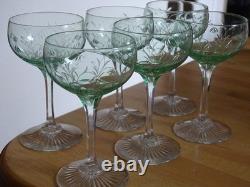 SAINT LOUIS 6 ANCIENS VERRES PORTO APERITIF CRISTAL TAILLER OURALINE ht 11 cm