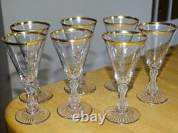 SAINT LOUIS 7 ANCIENS VERRES A APERITIF CRISTAL GOLD DORURE 1920 ht 11,8 cm