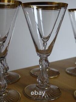 SAINT LOUIS 7 ANCIENS VERRES A APERITIF CRISTAL GOLD DORURE 1920 ht 11,8 cm