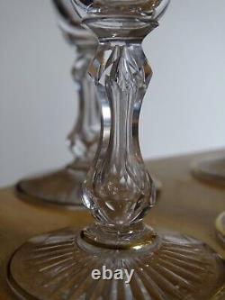 SAINT LOUIS 7 ANCIENS VERRES A APERITIF CRISTAL GOLD DORURE 1920 ht 11,8 cm