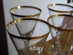 SAINT LOUIS 7 ANCIENS VERRES A APERITIF CRISTAL GOLD DORURE 1920 ht 11,8 cm