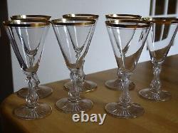 SAINT LOUIS 7 ANCIENS VERRES A APERITIF CRISTAL GOLD DORURE 1920 ht 11,8 cm