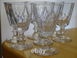 SAINT LOUIS 7 ANCIENS VERRES A VIN CRISTAL TAILLER CATON ht 11,5 cm 19 EME