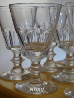SAINT LOUIS 7 ANCIENS VERRES A VIN CRISTAL TAILLER CATON ht 11,5 cm 19 EME