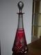 SAINT LOUIS ANCIENNE CARAFE VIN CRISTAL TAILLER ART NOUVEAU COULEUR ROUGE 36 cm
