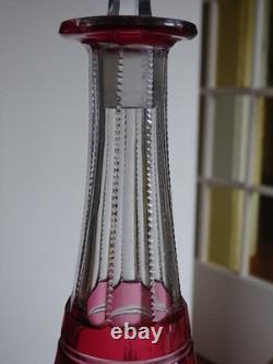 SAINT LOUIS ANCIENNE CARAFE VIN CRISTAL TAILLER ART NOUVEAU COULEUR ROUGE 36 cm SAINT LOUIS ANCIENNE CARAFE VIN CRISTAL TAILLER ART NOUVEAU COULEUR ROUGE 36 cm
