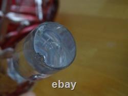 SAINT LOUIS ANCIENNE CARAFE VIN CRISTAL TAILLER ART NOUVEAU COULEUR ROUGE 36 cm
