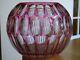 SAINT LOUIS ANCIEN VASE BOULE CRISTAL OVERLAY COULEUR AMETHYSTE ht 14 cm défauts