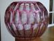 SAINT LOUIS ANCIEN VASE BOULE CRISTAL OVERLAY COULEUR AMETHYSTE ht 14 cm défauts