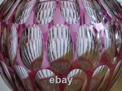 SAINT LOUIS ANCIEN VASE BOULE CRISTAL OVERLAY COULEUR AMETHYSTE ht 14 cm défauts