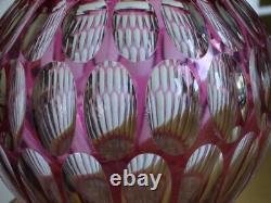 SAINT LOUIS ANCIEN VASE BOULE CRISTAL OVERLAY COULEUR AMETHYSTE ht 14 cm défauts