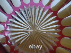 SAINT LOUIS ANCIEN VASE BOULE CRISTAL OVERLAY COULEUR AMETHYSTE ht 14 cm défauts