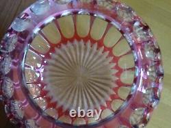 SAINT LOUIS ANCIEN VASE BOULE CRISTAL OVERLAY COULEUR AMETHYSTE ht 14 cm défauts