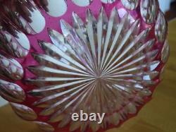 SAINT LOUIS ANCIEN VASE BOULE CRISTAL OVERLAY COULEUR AMETHYSTE ht 14 cm défauts