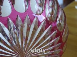 SAINT LOUIS ANCIEN VASE BOULE CRISTAL OVERLAY COULEUR AMETHYSTE ht 14 cm défauts