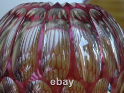 SAINT LOUIS ANCIEN VASE BOULE CRISTAL OVERLAY COULEUR AMETHYSTE ht 14 cm défauts