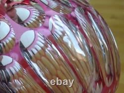 SAINT LOUIS ANCIEN VASE BOULE CRISTAL OVERLAY COULEUR AMETHYSTE ht 14 cm défauts
