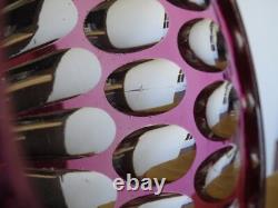 SAINT LOUIS ANCIEN VASE BOULE CRISTAL OVERLAY COULEUR AMETHYSTE ht 14 cm défauts