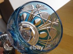 SAINT LOUIS ANCIEN VERRE VIN ROEMER CRISTAL COLORER BLEU PETROLE NIEPCE 18,5 cm