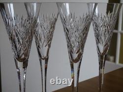 SAINT LOUIS CRISTAL TAILLER 4 ANCIENNES GRANDES FLUTES A CHAMPAGNE ht 21 cm
