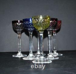 SAINT-LOUIS Lot 6 verres à liqueur ancien METRA en cristal doublé Overlay Roemer
