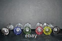 SAINT-LOUIS Lot 6 verres à liqueur ancien METRA en cristal doublé Overlay Roemer
