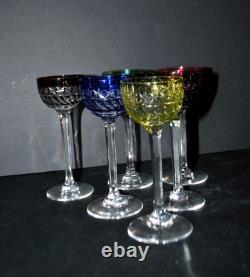 SAINT-LOUIS Lot 6 verres à liqueur ancien METRA en cristal doublé Overlay Roemer