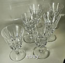 SAINT-LOUIS MODÈLE GUERNESEY 6 ANCIENS VERRES à VIN ROUGE en CRISTAL SIGNÉS XXè