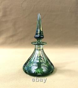 SAINT LOUIS ancien flacon conique en cristal overlay doublé vert Parfum Liqueurs