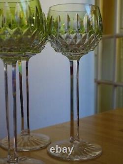 ST LOUIS 4 ANCIENS VERRES A VIN COULEUR ROEMER CRISTAL COULEUR JAUNE ht 18,5 cm