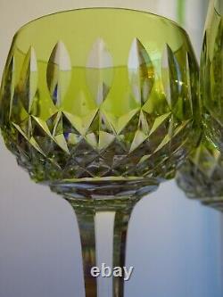 ST LOUIS 4 ANCIENS VERRES A VIN COULEUR ROEMER CRISTAL COULEUR JAUNE ht 18,5 cm
