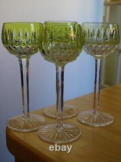 ST LOUIS 4 ANCIENS VERRES A VIN COULEUR ROEMER CRISTAL COULEUR JAUNE ht 18,5 cm