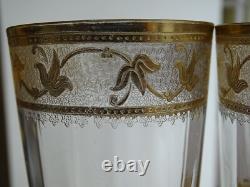 ST LOUIS 4 ANCIENS VERRES VIN EAU JUS CRISTAL GRAVURE CALLOT GOLD ht 11,5 cm