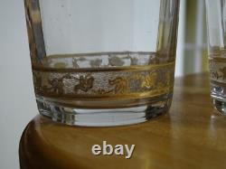 ST LOUIS 4 ANCIENS VERRES VIN EAU JUS CRISTAL GRAVURE CALLOT GOLD ht 11,5 cm