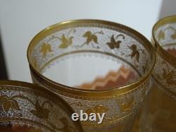 ST LOUIS 4 ANCIENS VERRES VIN EAU JUS CRISTAL GRAVURE CALLOT GOLD ht 11,5 cm