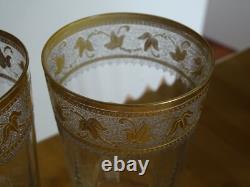 ST LOUIS 4 ANCIENS VERRES VIN EAU JUS CRISTAL GRAVURE CALLOT GOLD ht 11,5 cm