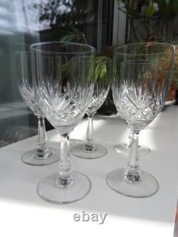 ST LOUIS 5 anciens verres de table en cristal taille modèle MASSENET h. 14 cm