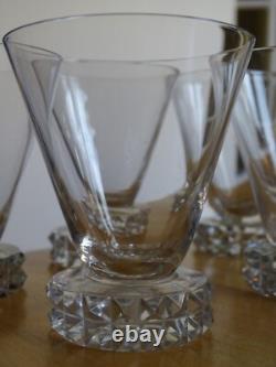 ST LOUIS 6 ANCIENS VERRES A APERITIF CRISTAL MODELE DIAMANTS 1930 ht 7,5 cm